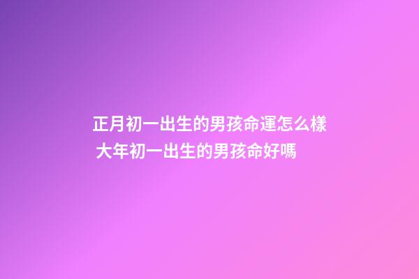 正月初一出生的男孩命運怎么樣 大年初一出生的男孩命好嗎-第1張-觀點-玄機派